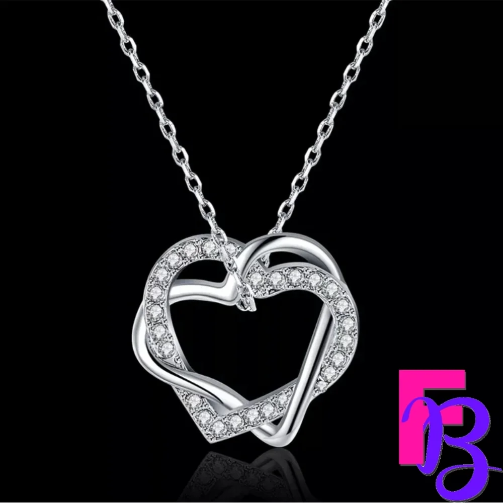 *NEW!* 18K White Gold Heart to Heart CZ Necklace - Picture 2 of 10